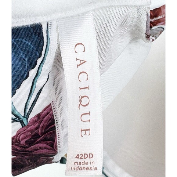 Cacique Full Coverage Underwire White Floral Flower Bra Adjustable, Plus 42DD - Picture 12 of 12